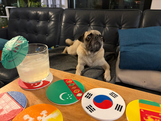 Asian Continent Flag Coaster Set