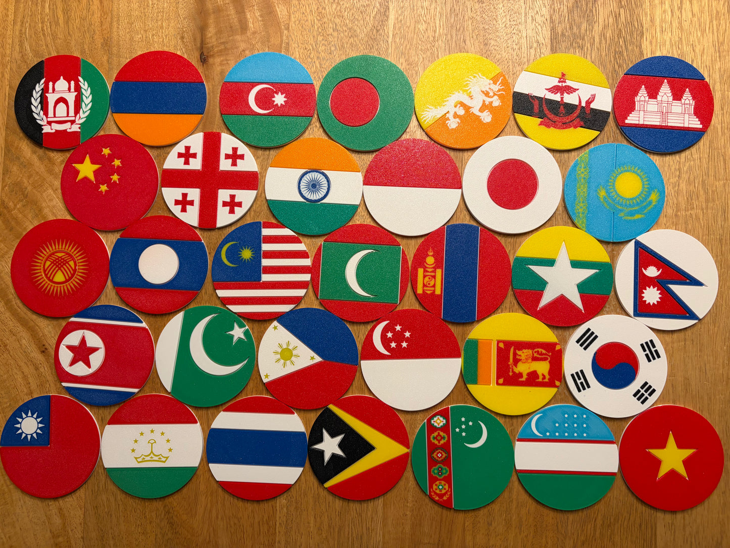 Asian Continent Flag Coaster Set