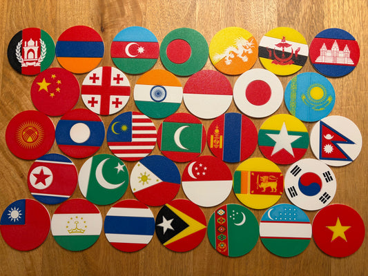 Asian Continent Flag Coaster Set