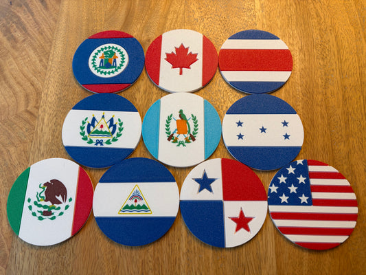 North & Central America Continent Flag Coaster Set
